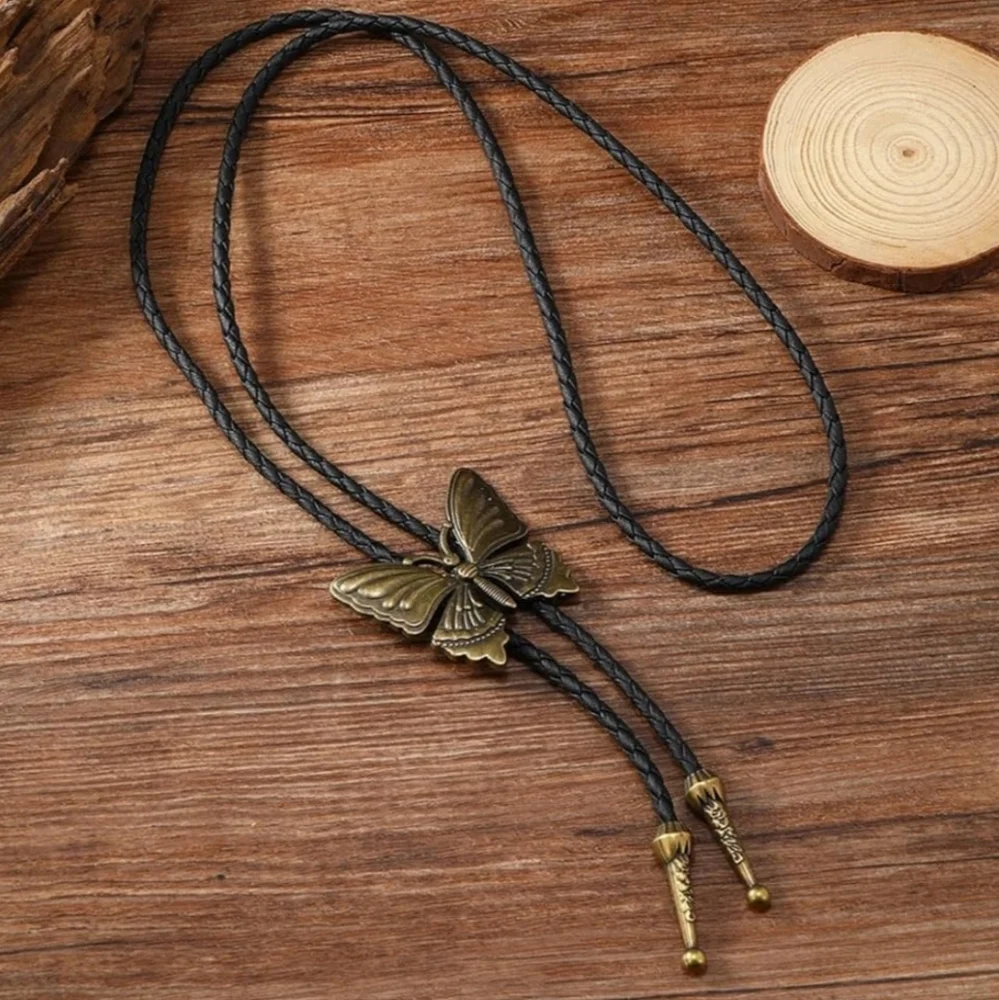 Butterfly Bolo Tie with Black Cord Fairy Whimsical Western Boho Southwestern